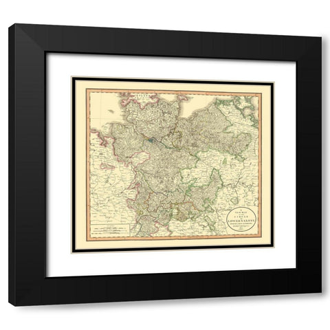 Lower Saxony Germany - Cary 1835 Black Modern Wood Framed Art Print with Double Matting by Cary