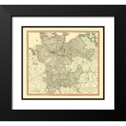 Lower Saxony Germany - Cary 1835 Black Modern Wood Framed Art Print with Double Matting by Cary