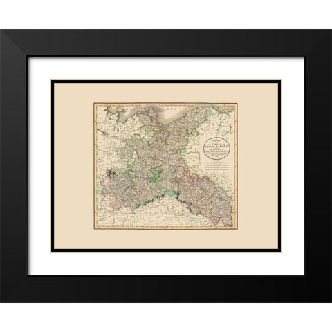 Upper Saxony Duchy of Silesia Lusatia Poland Black Modern Wood Framed Art Print with Double Matting by Cary