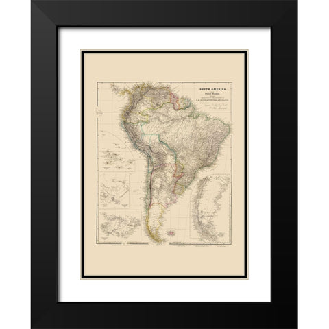 South America - Arrowsmith 1844 Black Modern Wood Framed Art Print with Double Matting by Arrowsmith