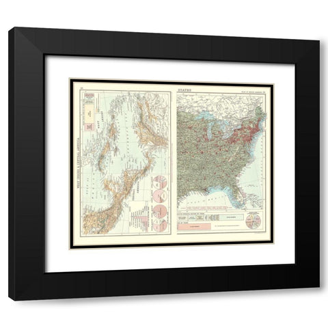 Trade Charts West Indies Central America Black Modern Wood Framed Art Print with Double Matting by Bartholomew