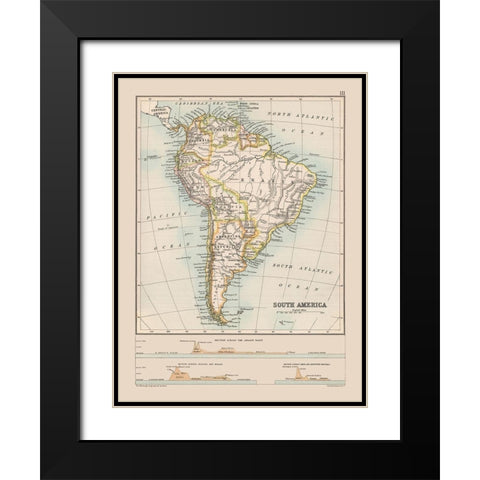 Elevation South America - Bartholomew 1892 Black Modern Wood Framed Art Print with Double Matting by Bartholomew