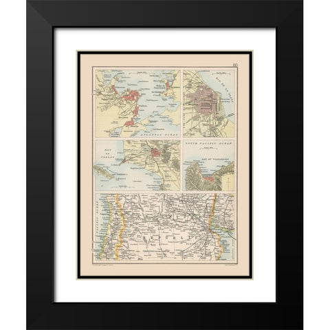 Bays South America - Bartholomew 1892 Black Modern Wood Framed Art Print with Double Matting by Bartholomew