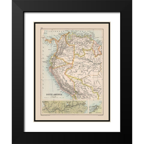Southwest Central America - Bartholomew 1892 Black Modern Wood Framed Art Print with Double Matting by Bartholomew