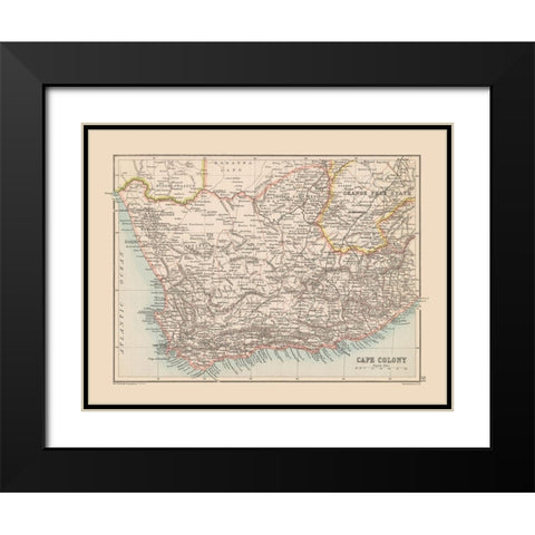 Cape Colony South Africa - Bartholomew 1892 Black Modern Wood Framed Art Print with Double Matting by Bartholomew