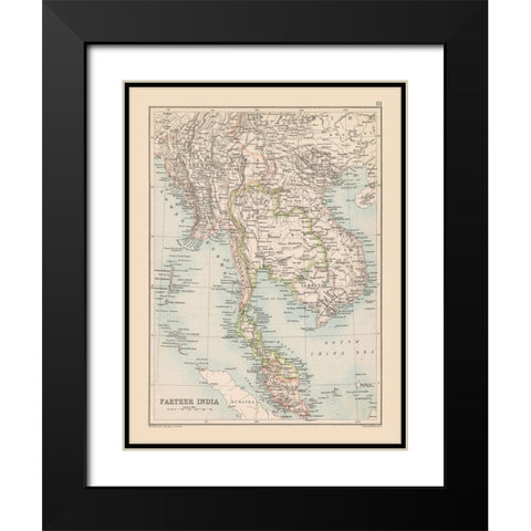 South Asia India - Bartholomew 1892 Black Modern Wood Framed Art Print with Double Matting by Bartholomew