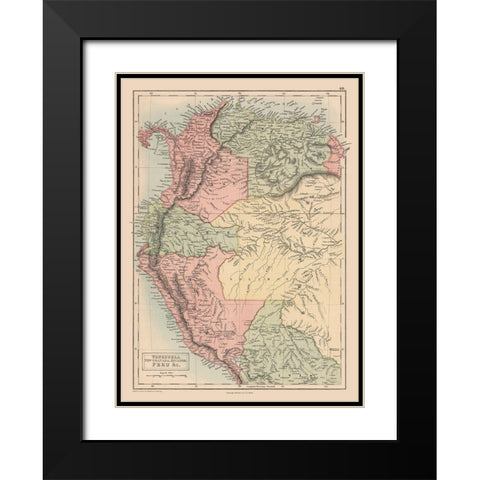 South America Venezuela Colombia Ecuador Peru Black Modern Wood Framed Art Print with Double Matting by Black