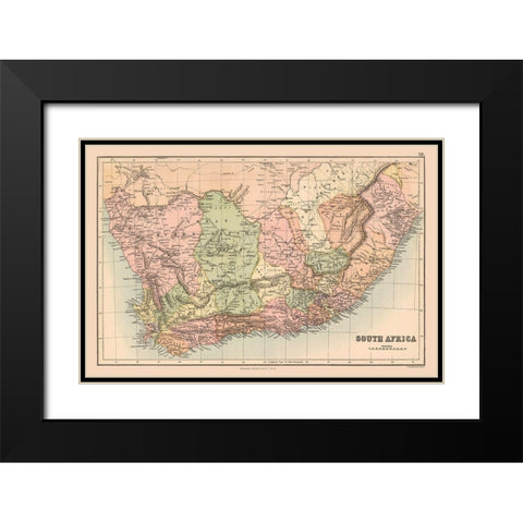South Africa - Black 1867 Black Modern Wood Framed Art Print with Double Matting by Black
