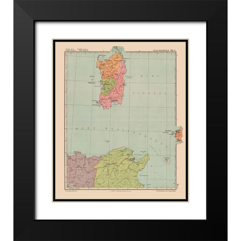 Europe Sardinia Island Italy - Streit 1913 Black Modern Wood Framed Art Print with Double Matting by Streit
