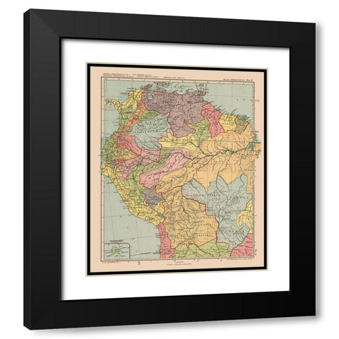 Northwest South America - Streit 1913 Black Modern Wood Framed Art Print with Double Matting by Streit