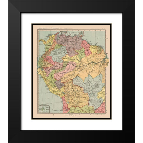 Northwest South America - Streit 1913 Black Modern Wood Framed Art Print with Double Matting by Streit