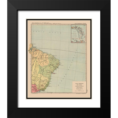 Southeastern South America - Streit 1913 Black Modern Wood Framed Art Print with Double Matting by Streit
