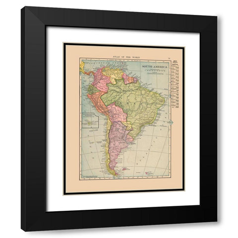 South America - Hammond 1910 Black Modern Wood Framed Art Print with Double Matting by Hammond