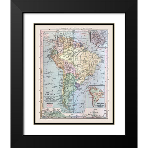 South America - Monteith 1882 Black Modern Wood Framed Art Print with Double Matting by Monteith
