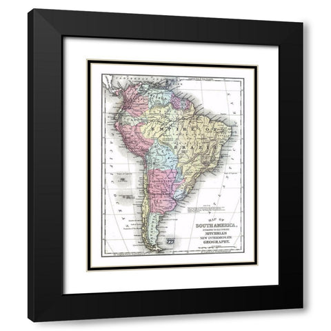 South America - Mitchell 1877 Black Modern Wood Framed Art Print with Double Matting by Mitchell