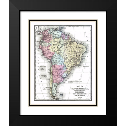 South America - Mitchell 1877 Black Modern Wood Framed Art Print with Double Matting by Mitchell