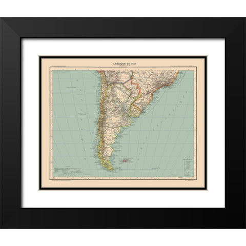 Southern South America - Schrader 1908 Black Modern Wood Framed Art Print with Double Matting by Schrader