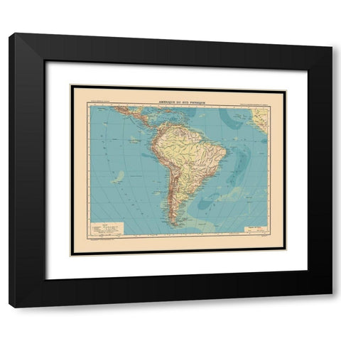 South America Physical - Schrader 1908 Black Modern Wood Framed Art Print with Double Matting by Schrader