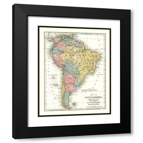 South America - Mitchell 1869 Black Modern Wood Framed Art Print with Double Matting by Mitchell