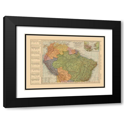 North South America - Reynold 1921 Black Modern Wood Framed Art Print with Double Matting by Reynold