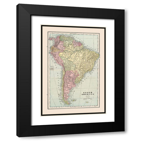 South America - Cram 1892 Black Modern Wood Framed Art Print with Double Matting by Cram
