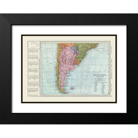 Southern South America - Reynold 1921 Black Modern Wood Framed Art Print with Double Matting by Reynold