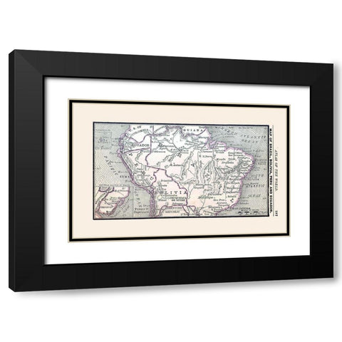 South America Brazil Bolivia Peru Ecuador Black Modern Wood Framed Art Print with Double Matting by Alden