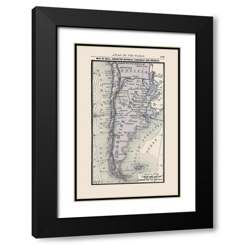 Northern South America - Alden 1886 Black Modern Wood Framed Art Print with Double Matting by Alden
