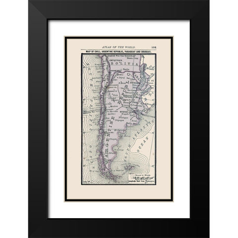 Northern South America - Alden 1886 Black Modern Wood Framed Art Print with Double Matting by Alden