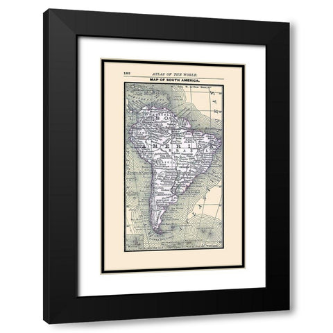 South America - Alden 1886 Black Modern Wood Framed Art Print with Double Matting by Alden