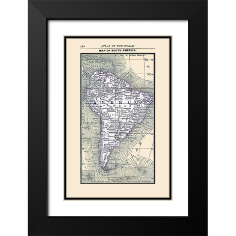 South America - Alden 1886 Black Modern Wood Framed Art Print with Double Matting by Alden