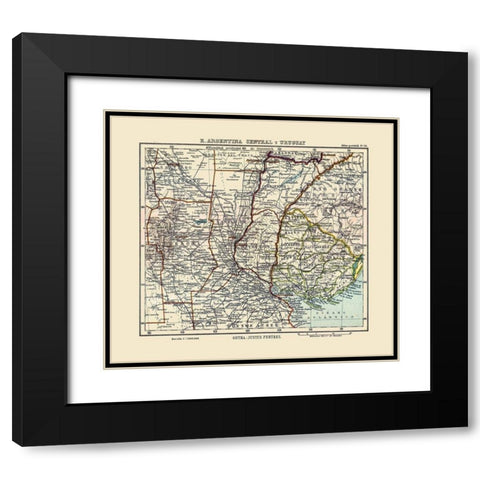 South America Argentina Uruguay - Perthes 1921 Black Modern Wood Framed Art Print with Double Matting by Perthes