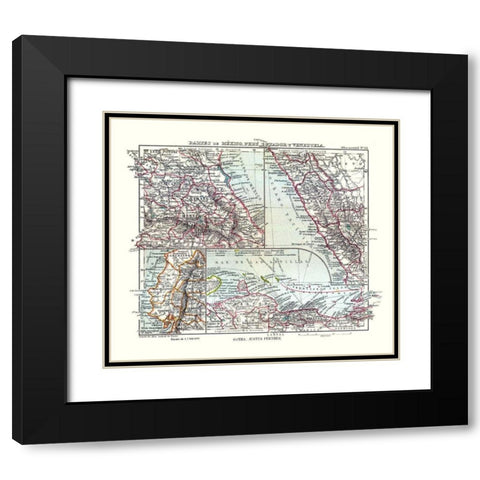 South America Mexico Peru Venezuela Ecuador Black Modern Wood Framed Art Print with Double Matting by Perthes