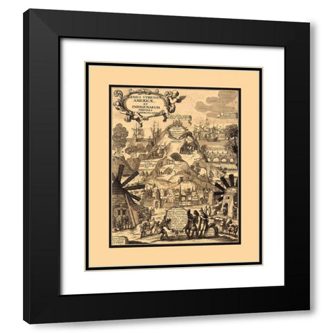 South America Natural Riches - 1703 Black Modern Wood Framed Art Print with Double Matting by Unknown