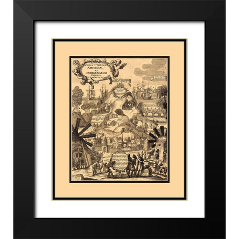South America Natural Riches - 1703 Black Modern Wood Framed Art Print with Double Matting by Unknown