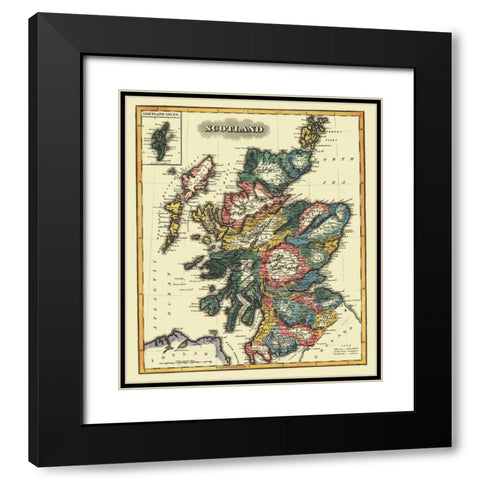 Great Britain Scotland - Lucas 1823 Black Modern Wood Framed Art Print with Double Matting by Lucas