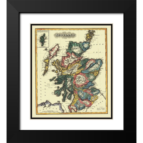 Great Britain Scotland - Lucas 1823 Black Modern Wood Framed Art Print with Double Matting by Lucas