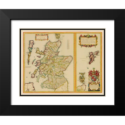 Great Britain Scotland - Blaeu 1654 Black Modern Wood Framed Art Print with Double Matting by Blaeu