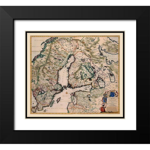 Scandinavia - De Wit 1688 Black Modern Wood Framed Art Print with Double Matting by De Wit