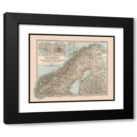 Northeast Europe - Stieler 1885 Black Modern Wood Framed Art Print with Double Matting by Stieler