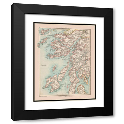 Scotland - Bartholomew 1892 Black Modern Wood Framed Art Print with Double Matting by Bartholomew