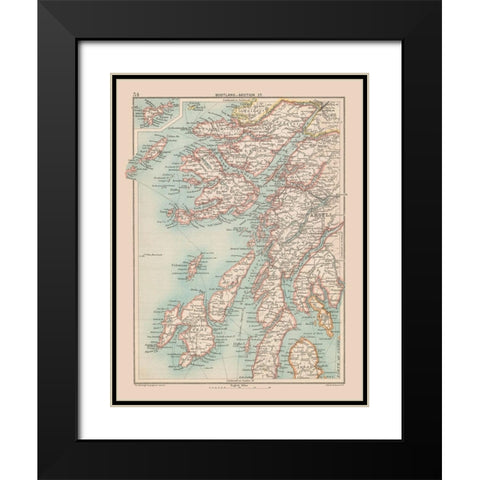 Scotland - Bartholomew 1892 Black Modern Wood Framed Art Print with Double Matting by Bartholomew