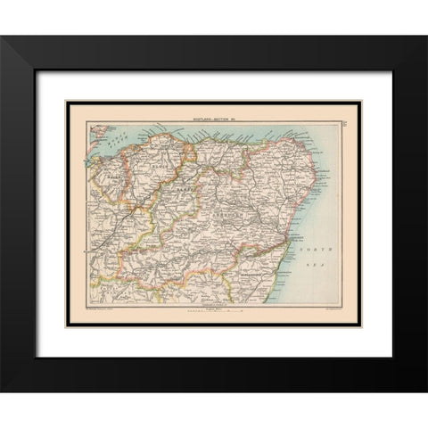 Scotland - Bartholomew 1892 Black Modern Wood Framed Art Print with Double Matting by Bartholomew