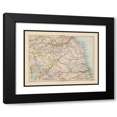 Eastern Scotland Ireland - Bartholomew 1892 Black Modern Wood Framed Art Print with Double Matting by Bartholomew