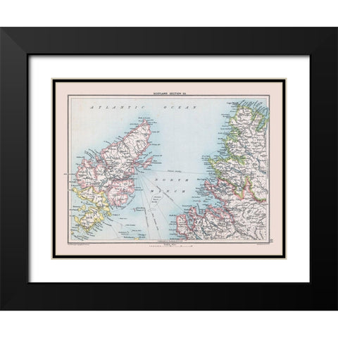 Northwest Scotland - Bartholomew 1892 Black Modern Wood Framed Art Print with Double Matting by Bartholomew