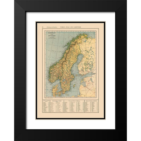 Europe Norway Sweden - Reynold 1921 Black Modern Wood Framed Art Print with Double Matting by Reynold