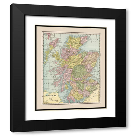 Scotland - Cram 1892 Black Modern Wood Framed Art Print with Double Matting by Cram