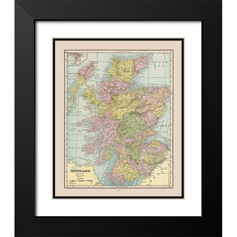 Scotland - Cram 1892 Black Modern Wood Framed Art Print with Double Matting by Cram