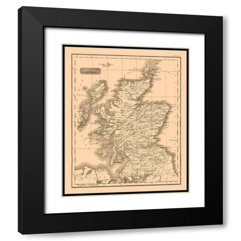 Scotland - Kirkwood 1817 Black Modern Wood Framed Art Print with Double Matting by Kirkwood