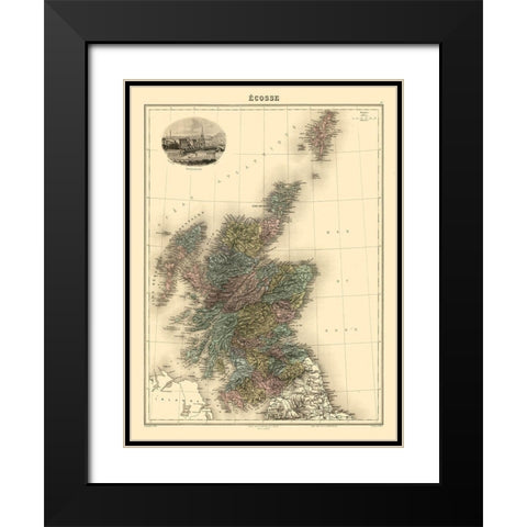 Scotland - Migeon 1892 Black Modern Wood Framed Art Print with Double Matting by Migeon